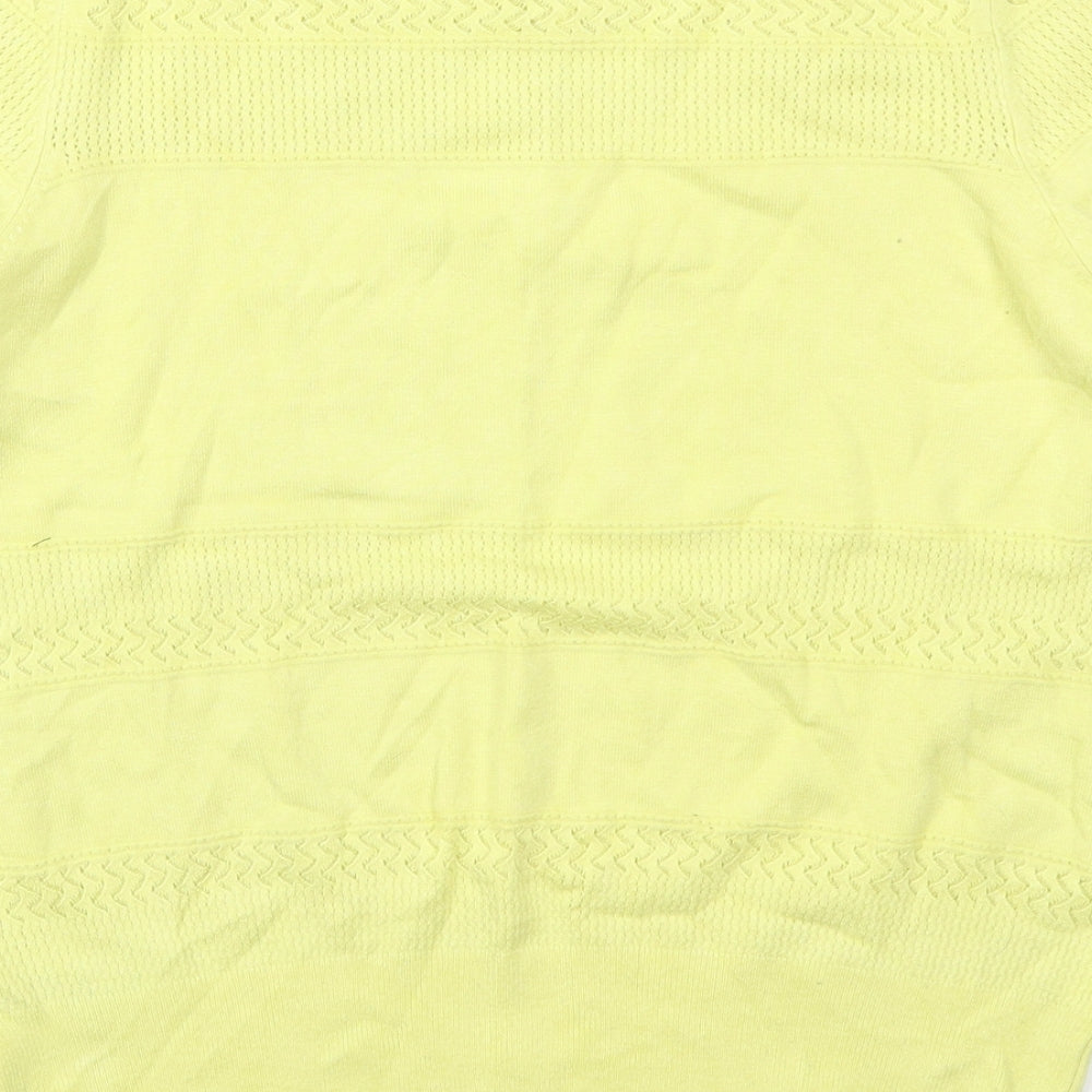 Marks and Spencer Womens Yellow Collared Viscose Pullover Jumper Size 14