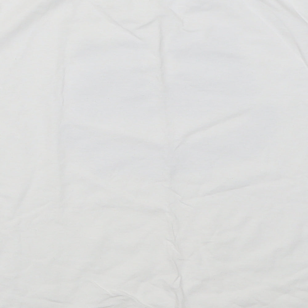 Fruit of the Loom Girls White Cotton Basic T-Shirt Size 7-8 Years V-Neck Pullover