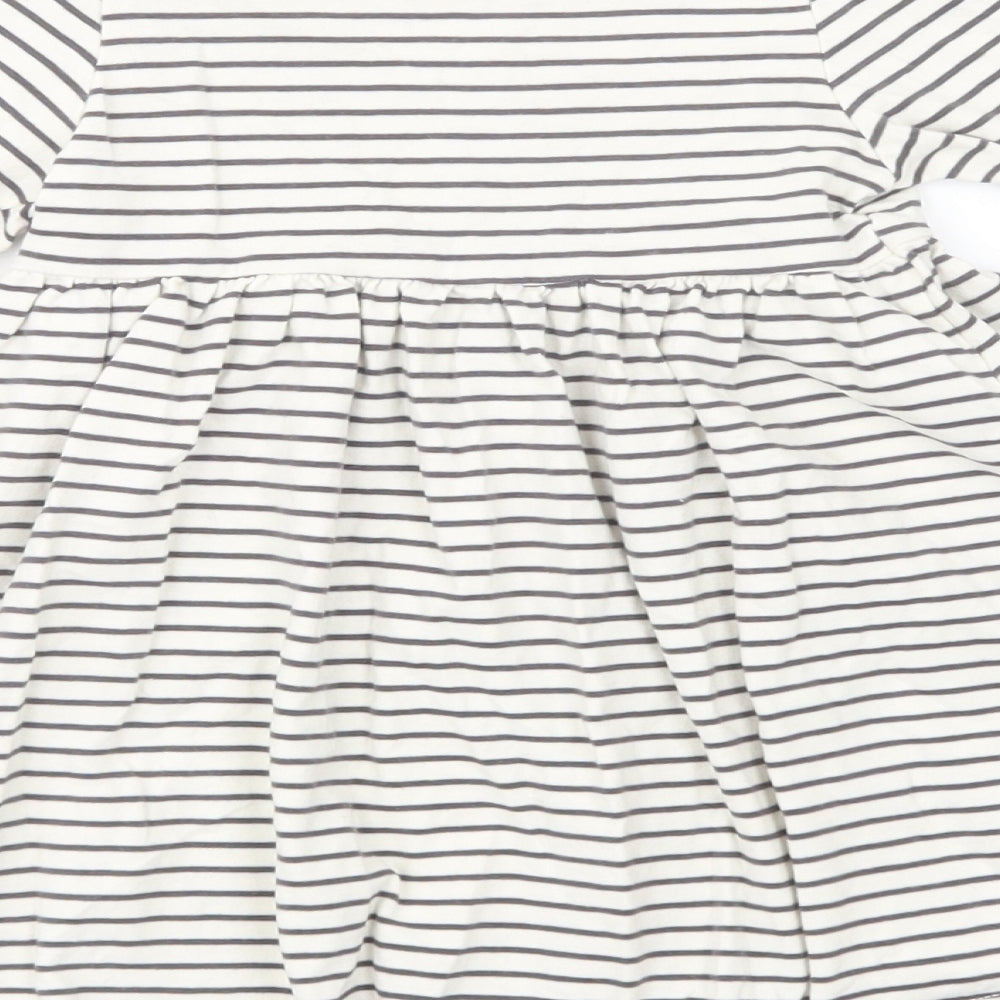 Marks and Spencer Baby White Striped Cotton Fit & Flare Size 12-18 Months Crew Neck Pullover