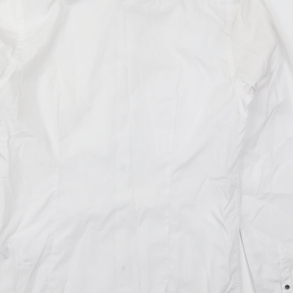 F&F Mens White Polyester Dress Shirt Size 14.5 Collared Button