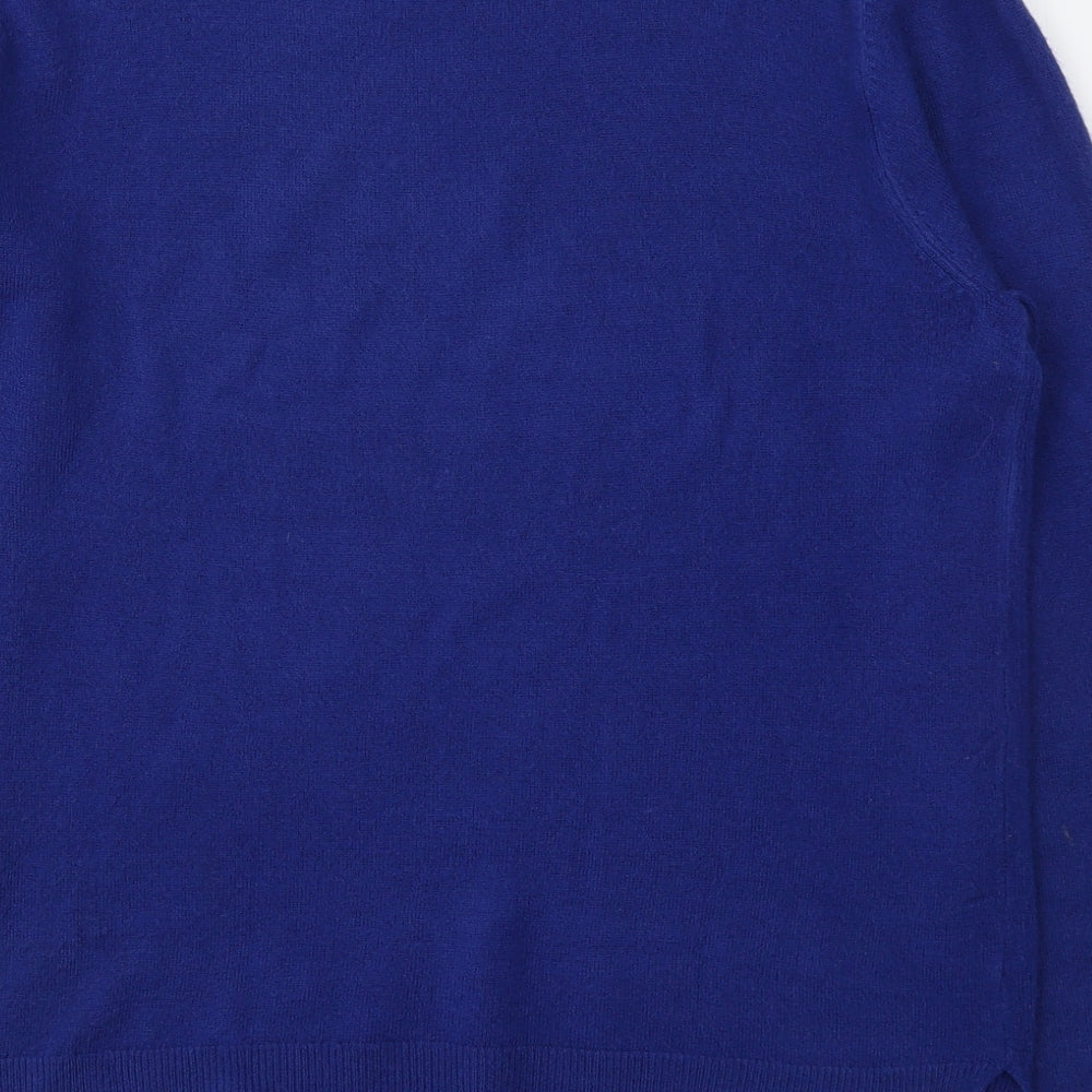 Marks and Spencer Womens Blue Acrylic Basic Blouse Size 14 Round Neck