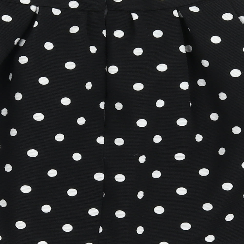 Dunnes Stores Girls Black Polka Dot Polyester Skater Skirt Size 8 Years Regular Zip