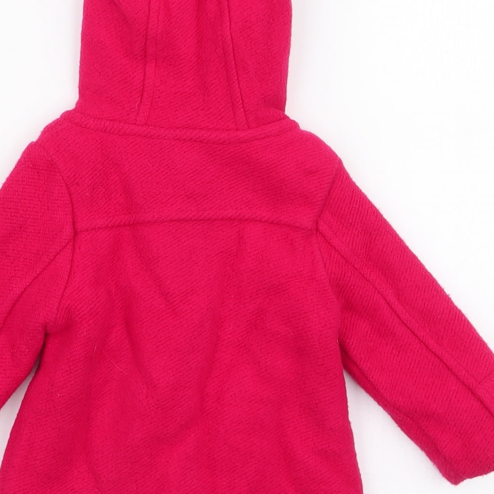 John Lewis Girls Red Overcoat Coat Size 3-6 Months Button