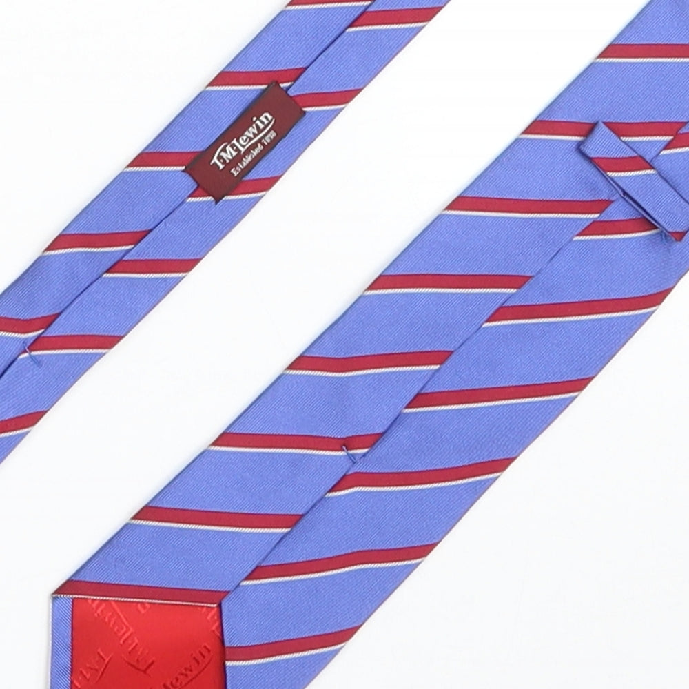 T.M.Lewin Mens Blue Striped Silk Pointed Tie One Size