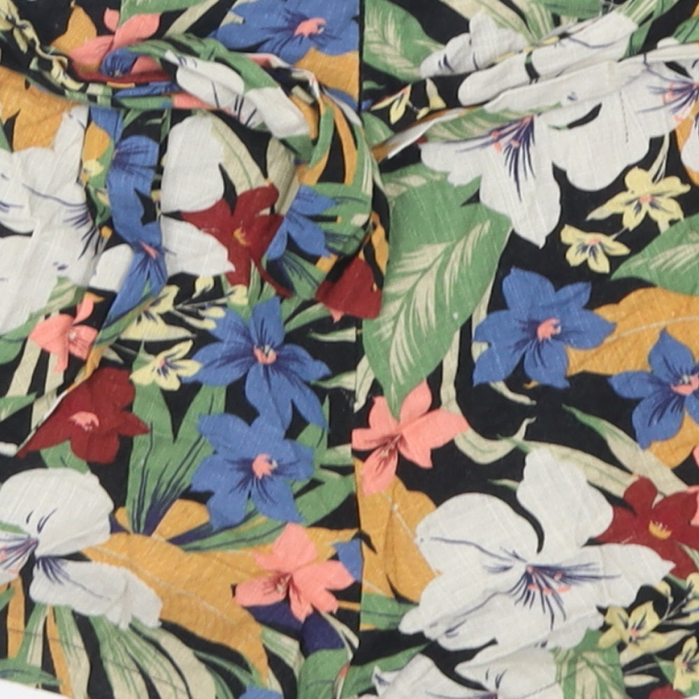 Pull&Bear Womens Multicoloured Floral Viscose Wrap Shorts Size S Regular Zip