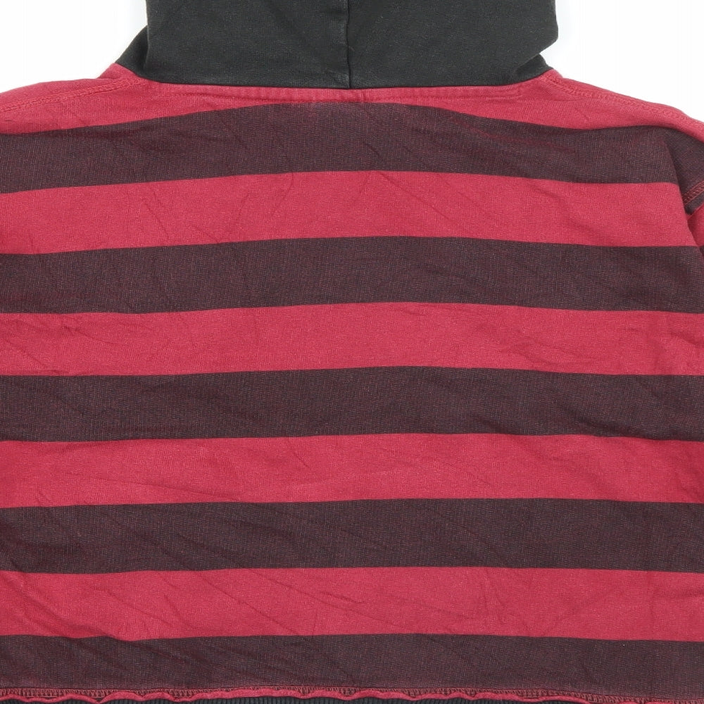 S Gear Boys Red Striped Cotton Pullover Hoodie Size 10-11 Years - Skull and crossbones