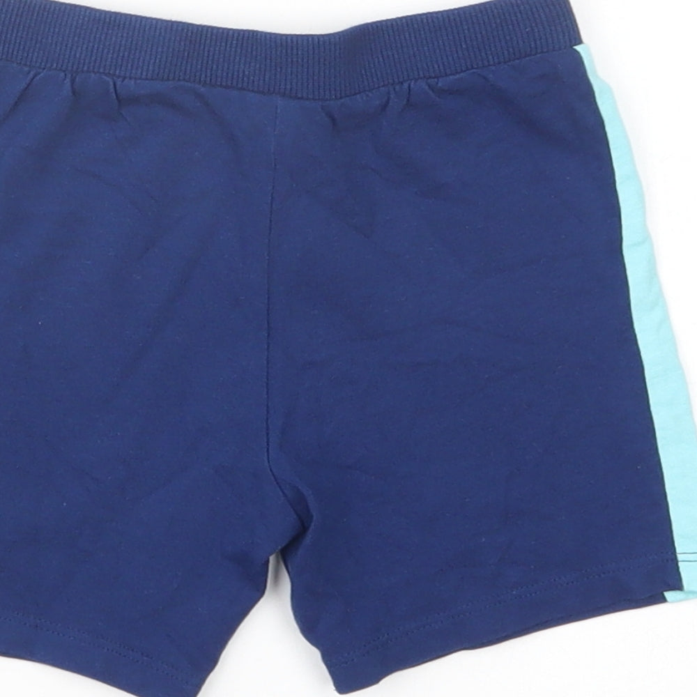 F&F Baby Blue Cotton Cropped Trousers Size 9-12 Months Drawstring