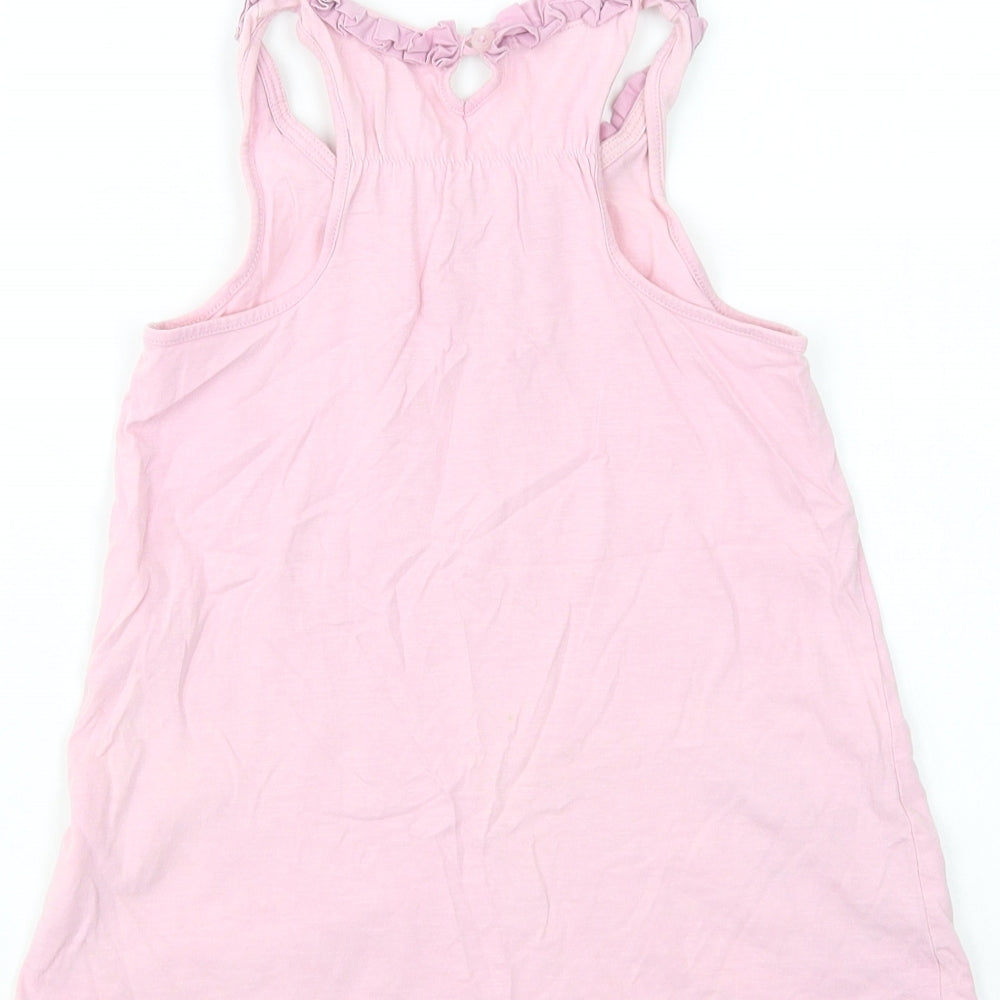 NEXT Girls Pink Cotton Pullover Tank Size 7 Years Scoop Neck Button