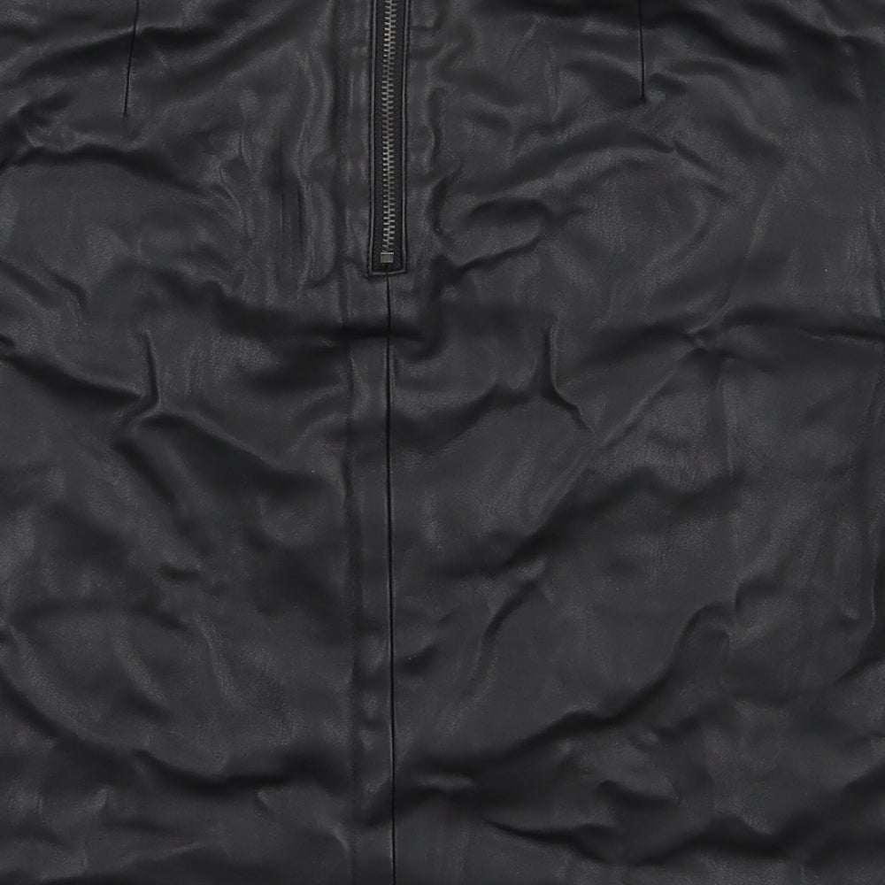 Wallis Womens Black Polyester A-Line Skirt Size 10 Zip