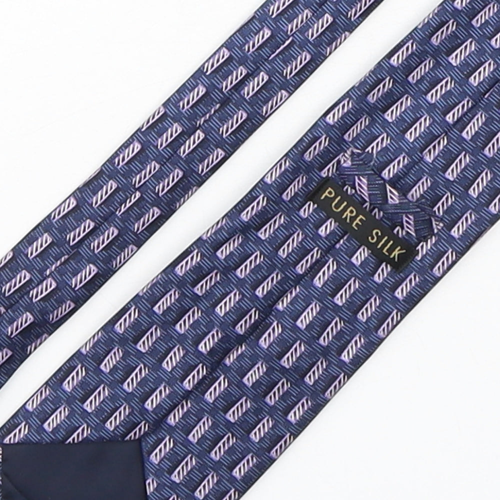StMichael Mens Purple Geometric Silk Pointed Tie One Size