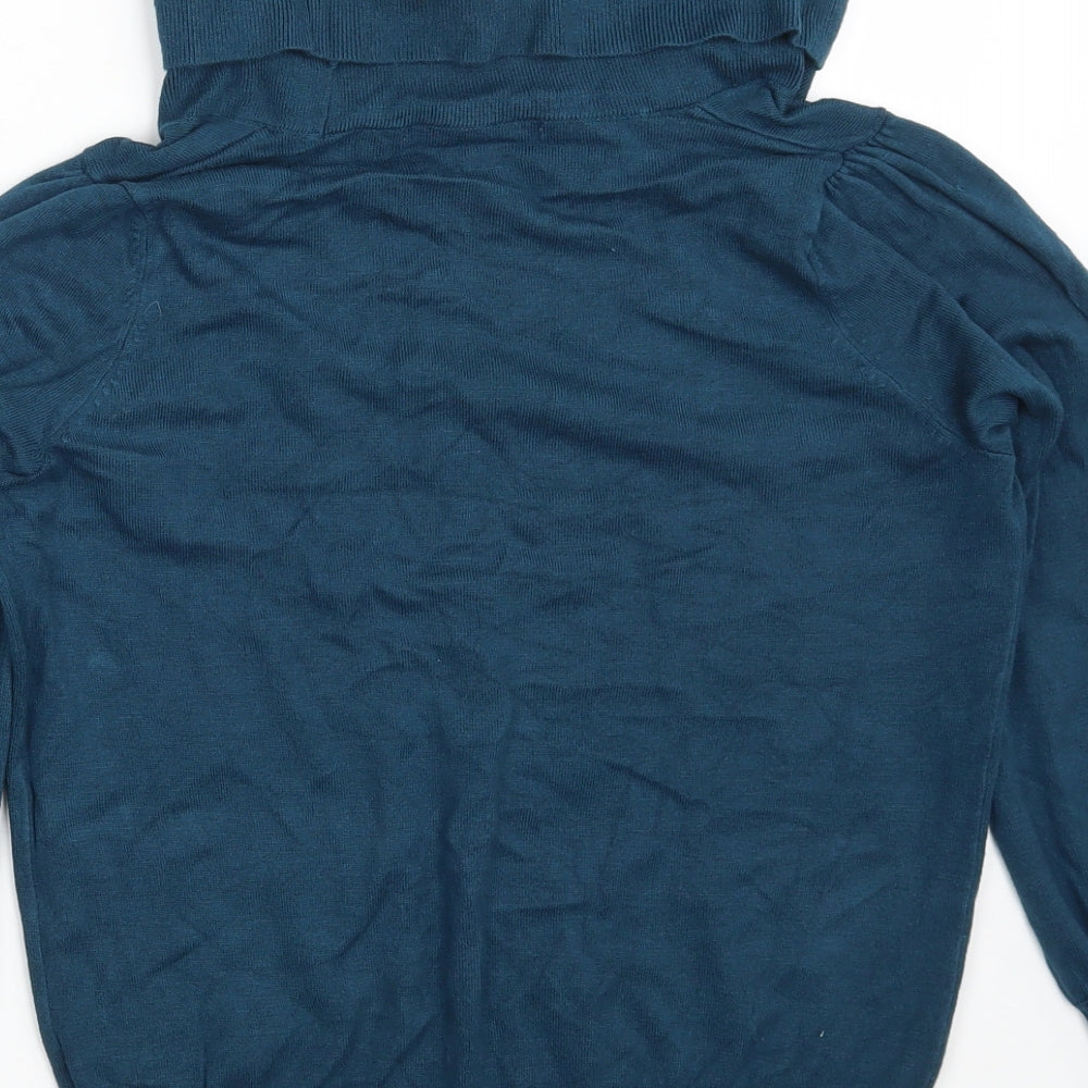 Marks and Spencer Womens Blue High Neck Viscose Pullover Jumper Size 10