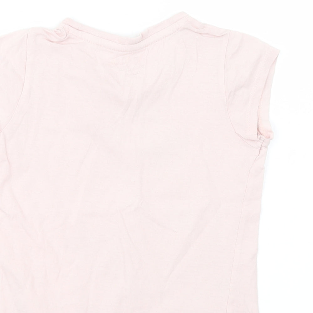 Young Style Girls Pink Cotton Pullover T-Shirt Size 5-6 Years Crew Neck Pullover - Pineapple