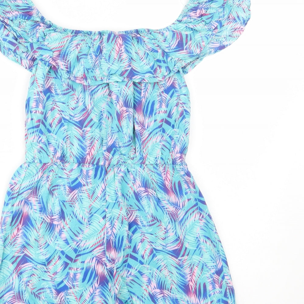 Atmos Womens Blue Floral Viscose Playsuit One-Piece Size 10 Pullover