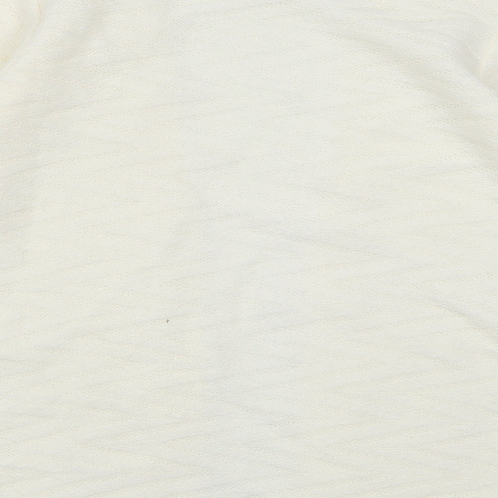 BASSINI Womens White V-Neck Acrylic Cardigan Jumper Size S