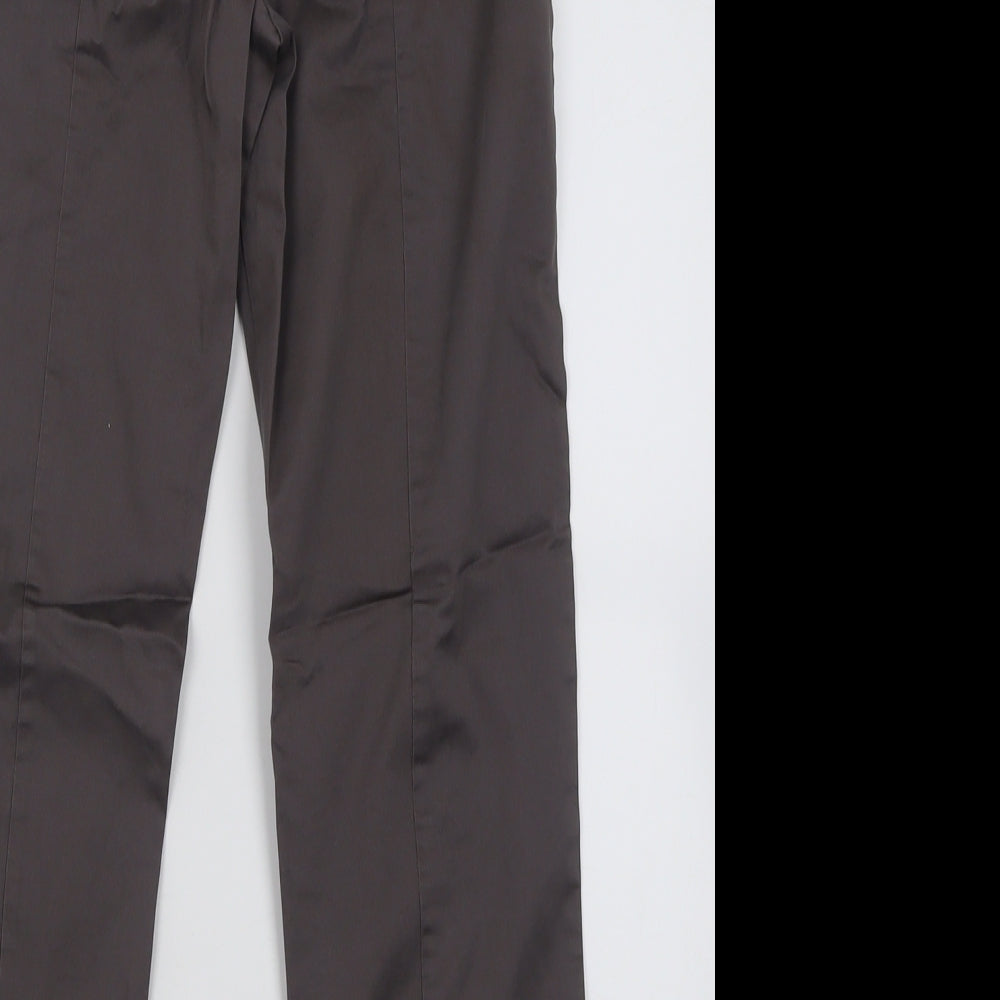 H&M Womens Grey Cotton Cropped Trousers Size 8 L24 in Regular Zip