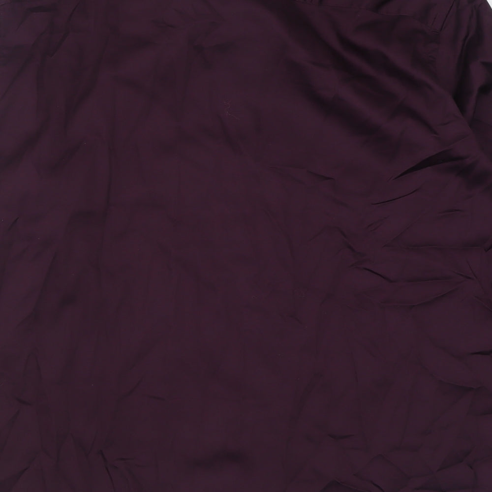 Dunnes Stores Mens Purple Cotton Button-Up Size L Collared Button