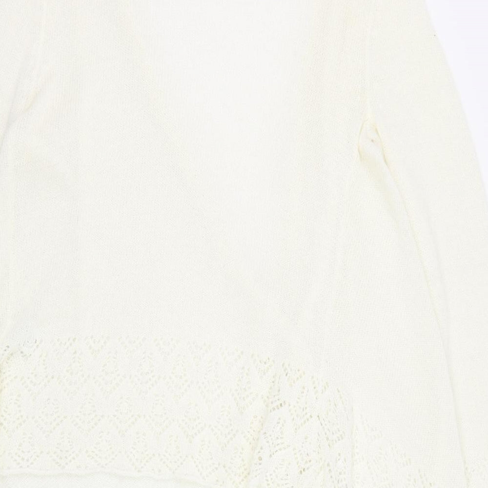 Kaleidoscope Womens Ivory Round Neck Acrylic Cardigan Jumper Size 12