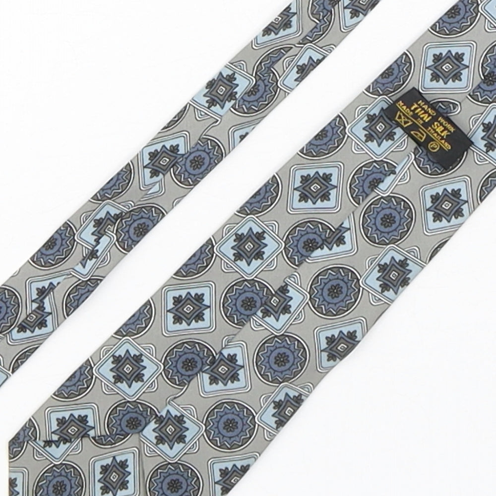 Hand Work Mens Multicoloured Geometric Silk Pointed Tie One Size