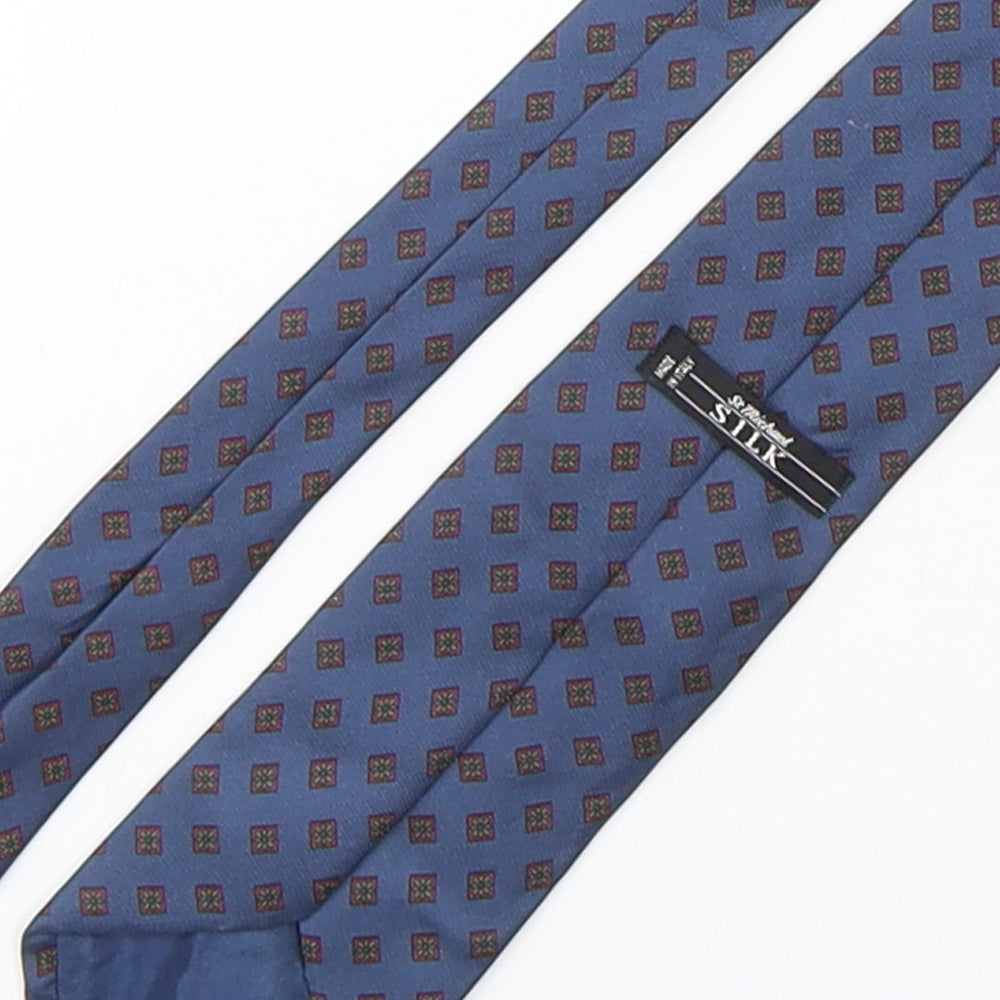 StMichael Mens Multicoloured Geometric Silk Pointed Tie One Size