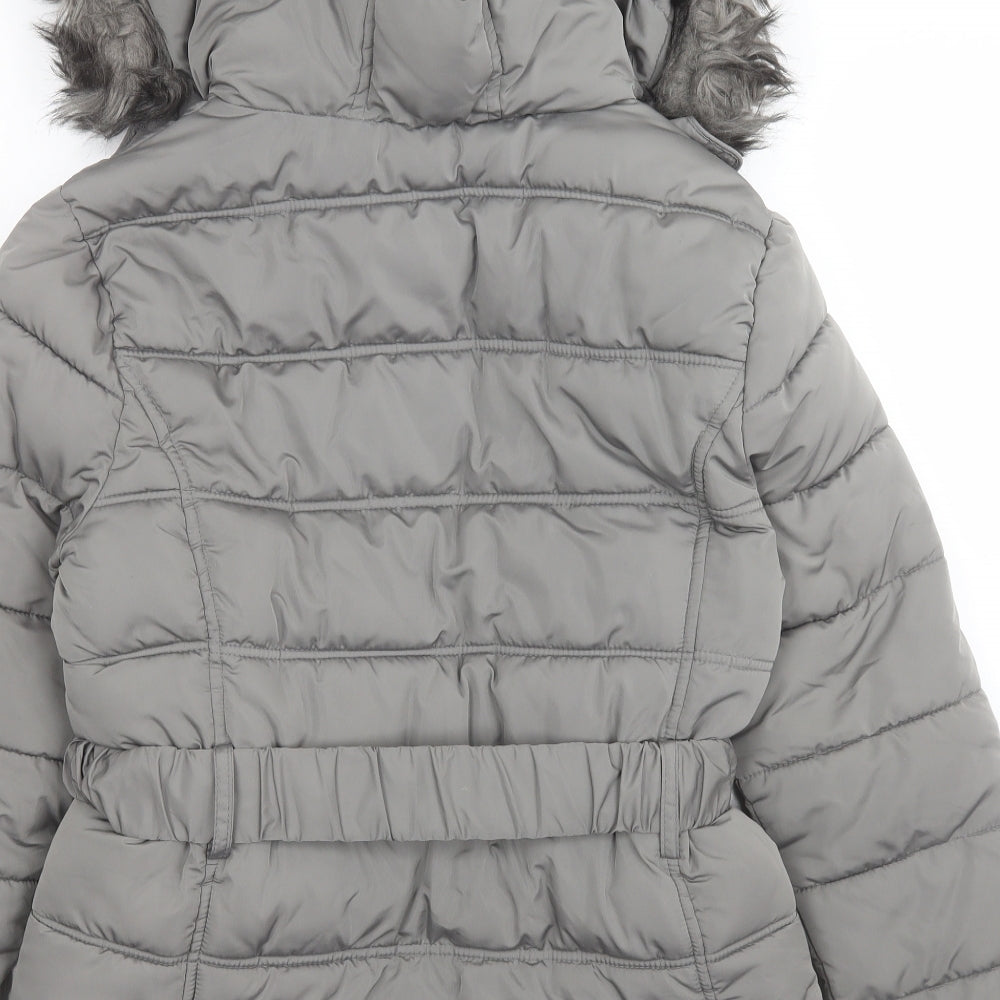 New Look Womens Silver Puffer Jacket Coat Zip