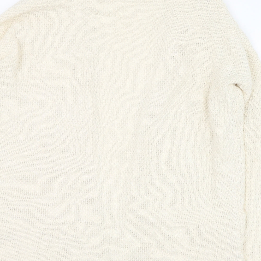 Pull&Bear Womens Ivory Round Neck Cotton Cardigan Jumper Size 4