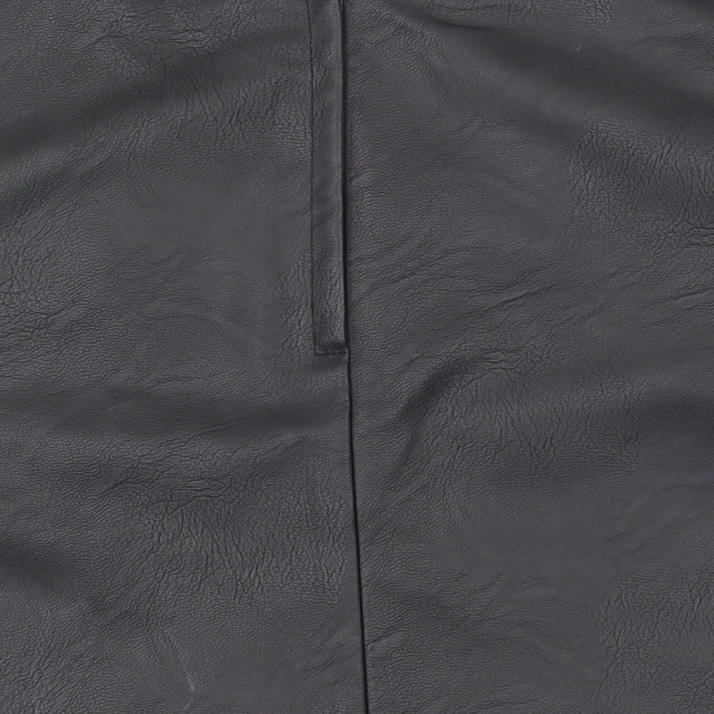 F&F Girls Black Polyurethane A-Line Skirt Size 10-11 Years Regular Zip