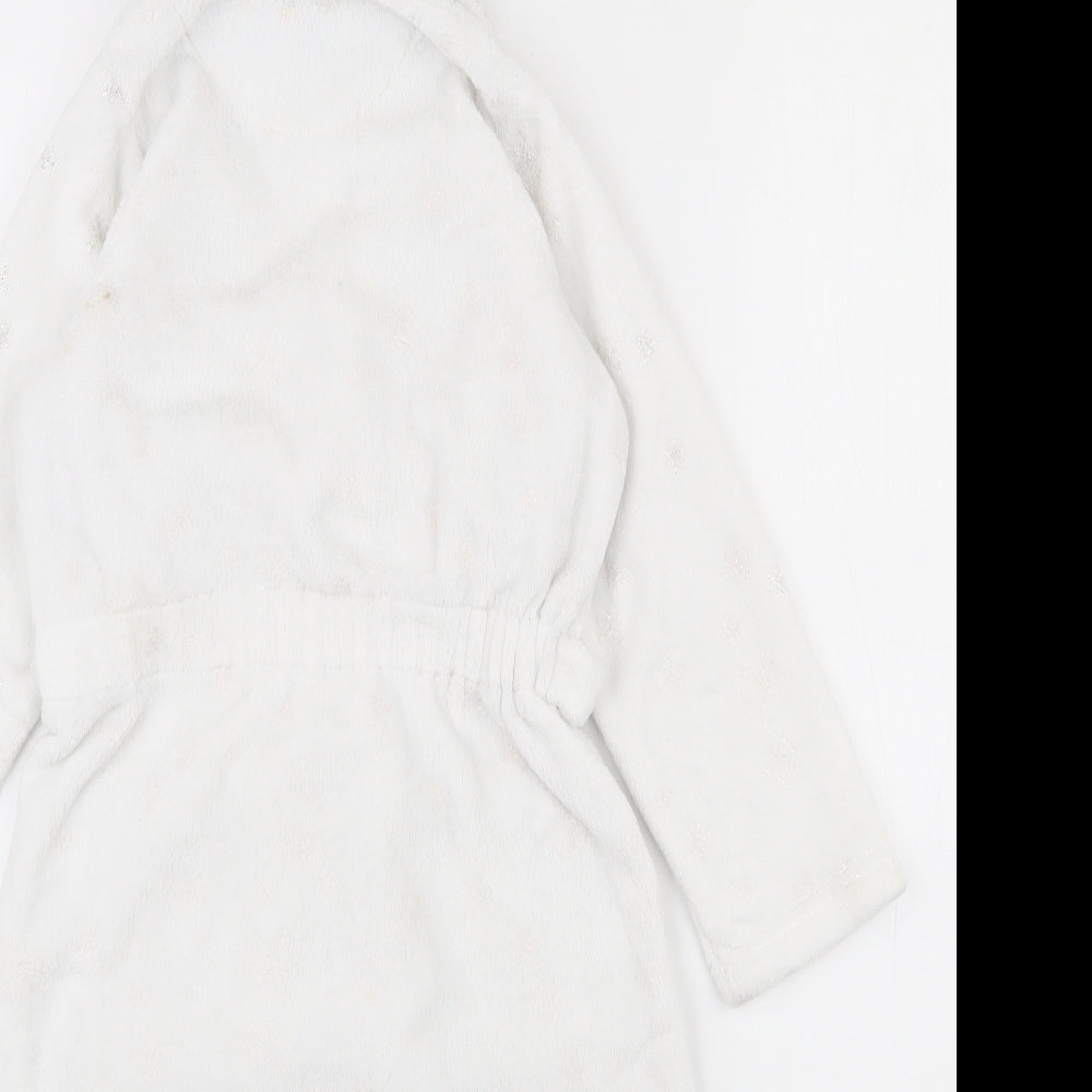 Marks and Spencer Girls White Solid 100% Polyester Top Robe Size 6-7 Years Tie