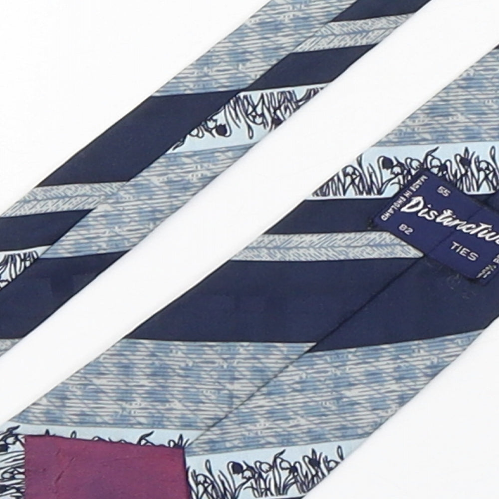 Distinctive Mens Blue Geometric Polyester Pointed Tie One Size