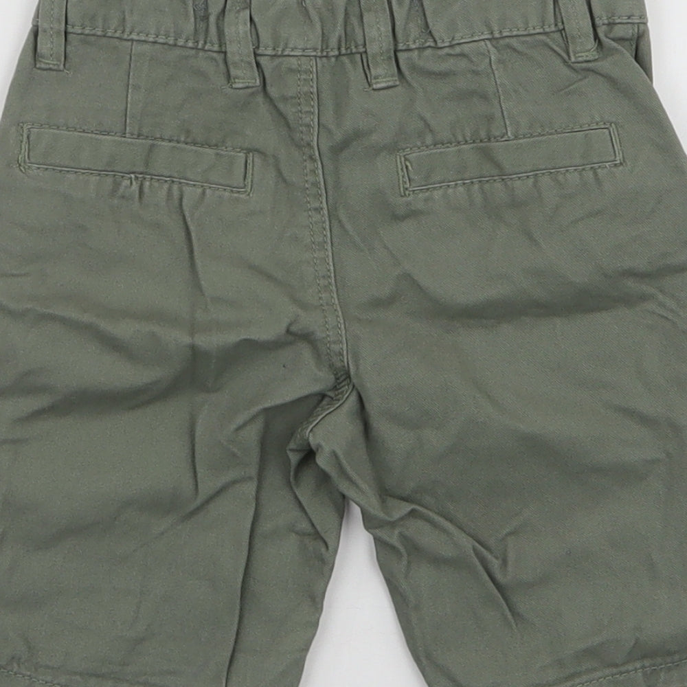 Denim & Co. Boys Green 100% Cotton Cargo Trousers Size 18-24 Months Button - Chino