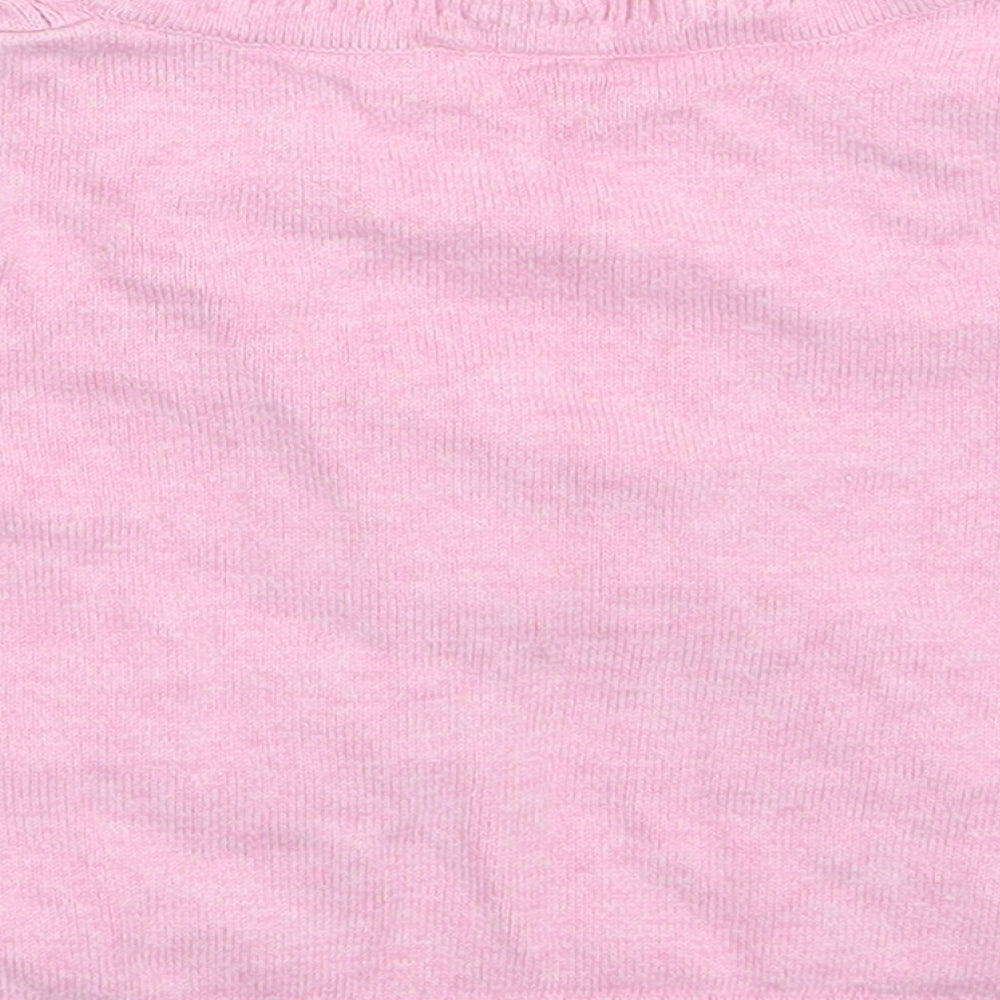 Cherokee Girls Pink V-Neck Cotton Shrug Jumper Size 6-7 Years Button