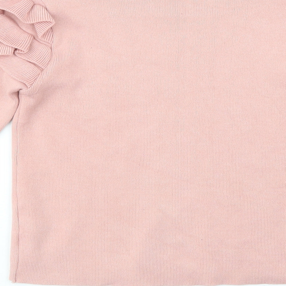 Flam Mode Womens Pink Mock Neck Viscose Pullover Jumper Size S