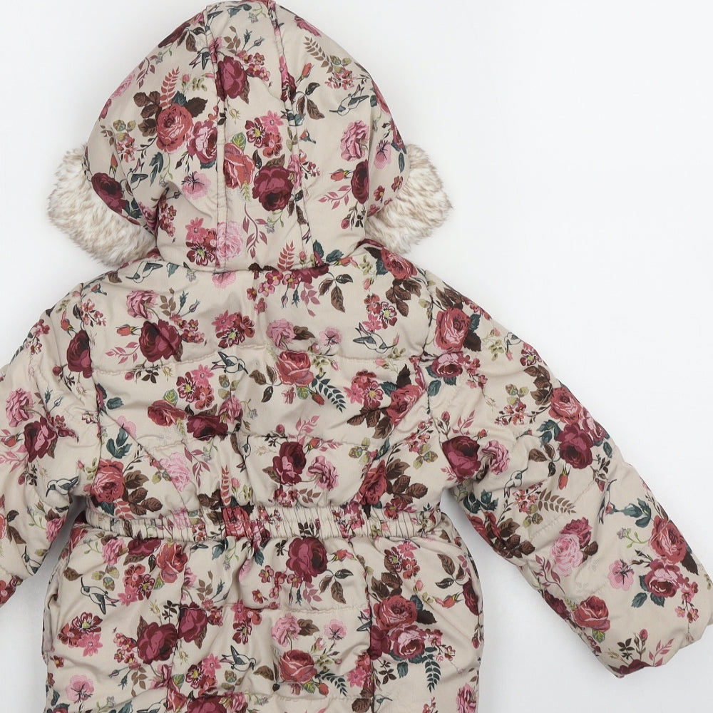 F&F Girls Multicoloured Floral Puffer Jacket Coat