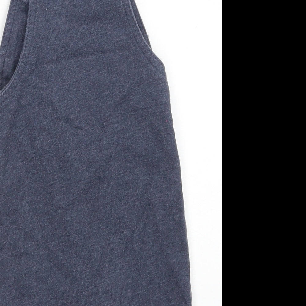 Primark Baby Blue Cotton Pinafore/Dungaree Dress Size 3-6 Months Square Neck