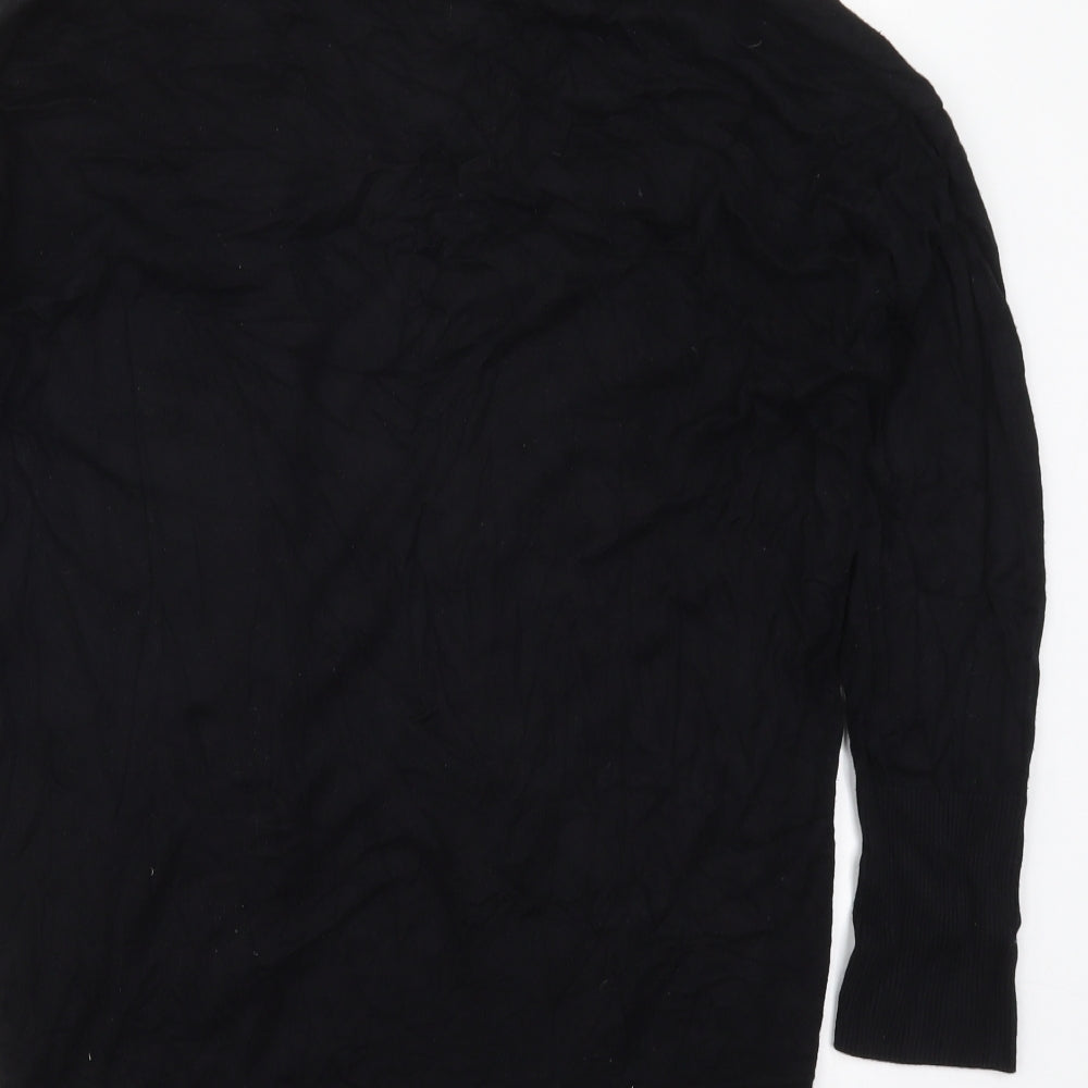 Woman Womens Black V-Neck Viscose Cardigan Jumper Size XL