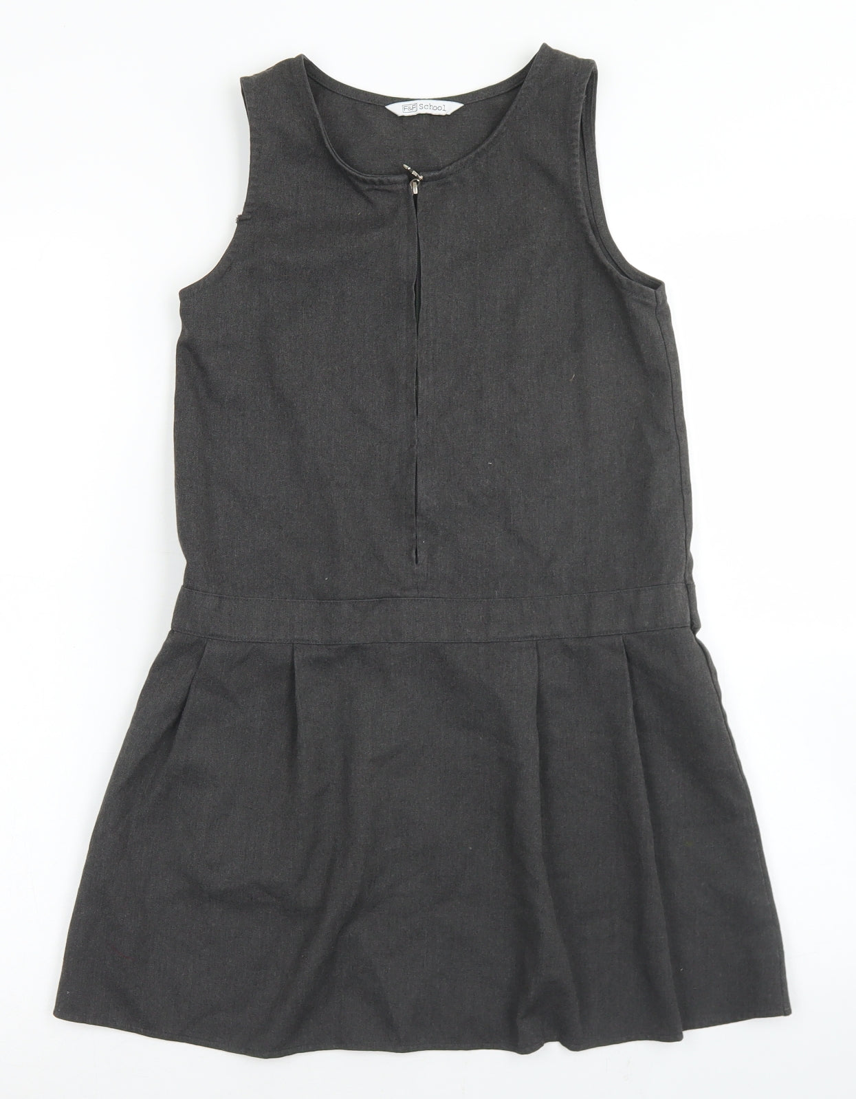 F&F Girls Grey Polyester Pinafore/Dungaree Dress Size 9-10 Years Round –  Preworn