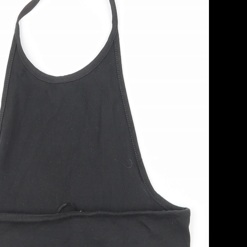 H&M Womens Black Cotton Basic Tank Size S Halter - Cropped