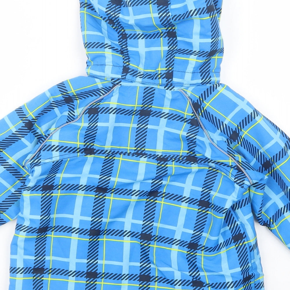 name it Boys Blue Plaid Windbreaker Jacket Size 6 Years Zip