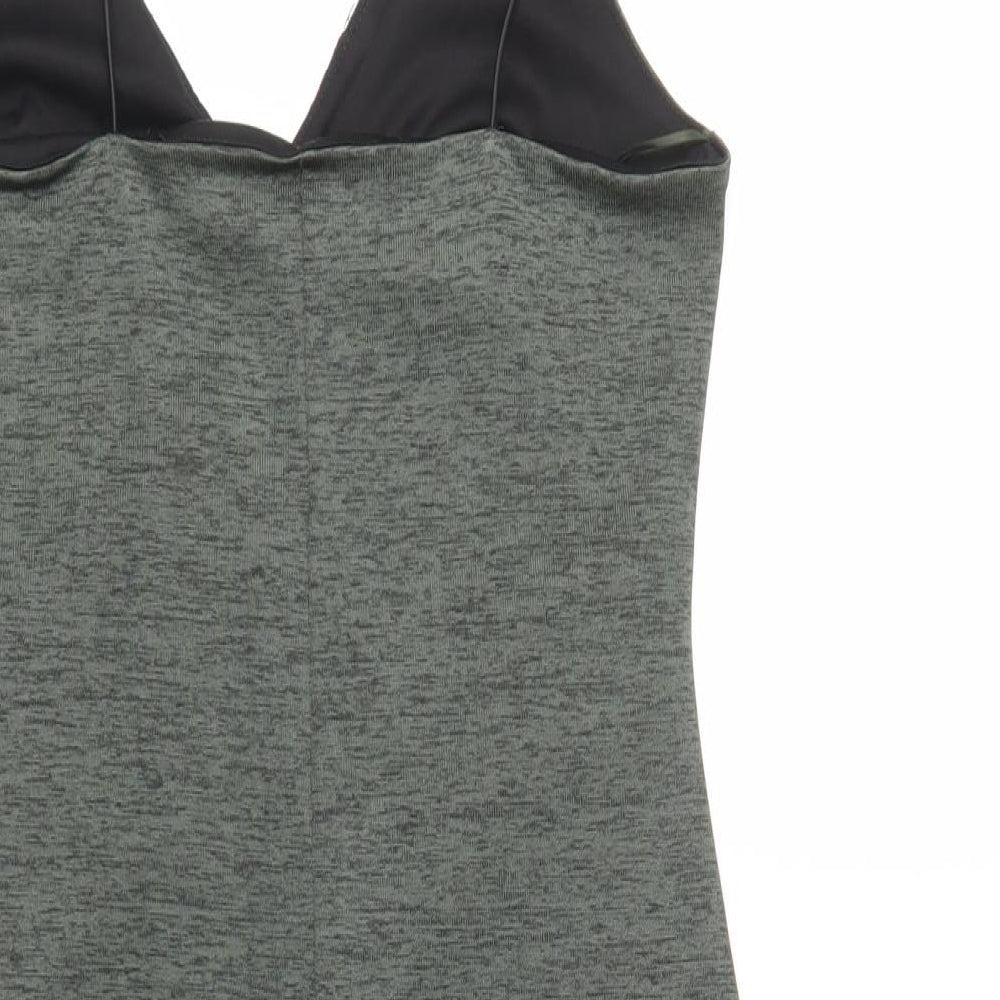 Topshop Womens Green Polyester Slip Dress Size 10 V-Neck Pullover - Lace Detail
