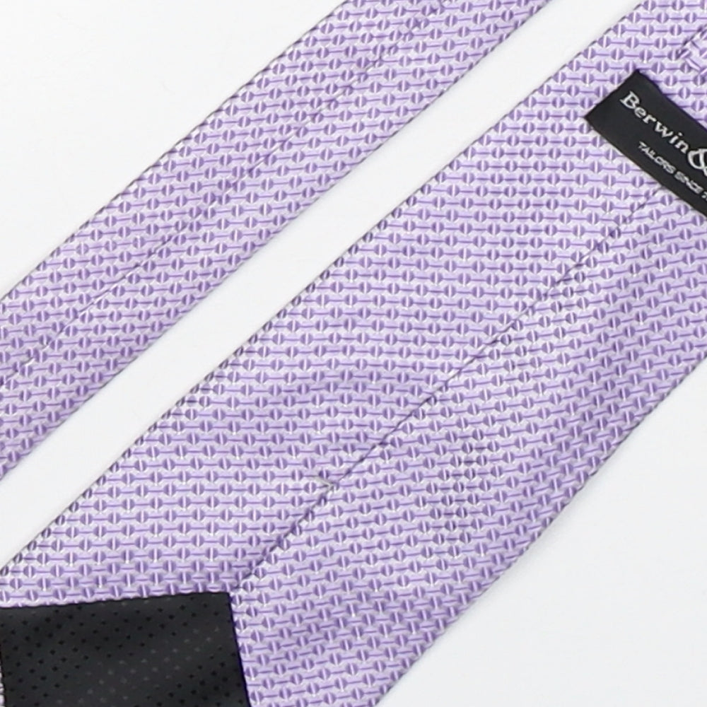 Berwin & Berwin Mens Purple Polka Dot Silk Pointed Tie One Size