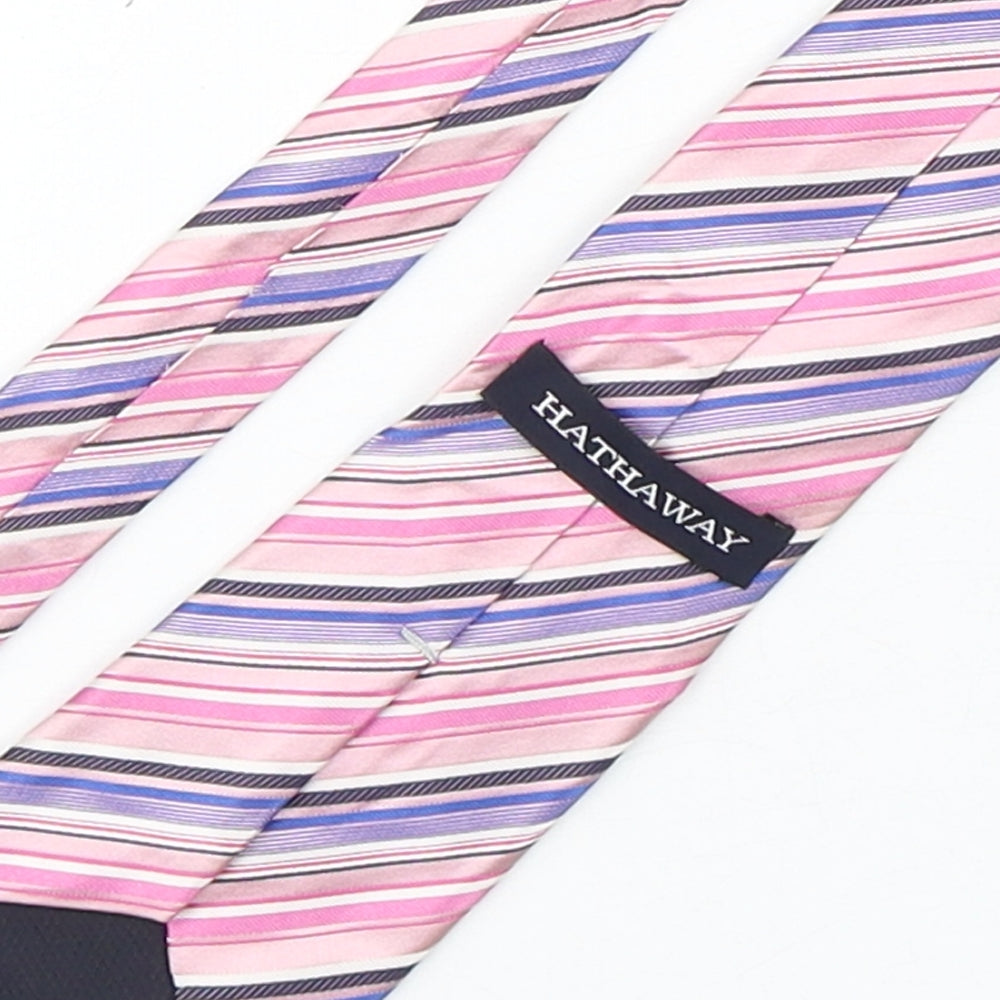 Hathaway Mens Multicoloured Striped Silk Pointed Tie One Size