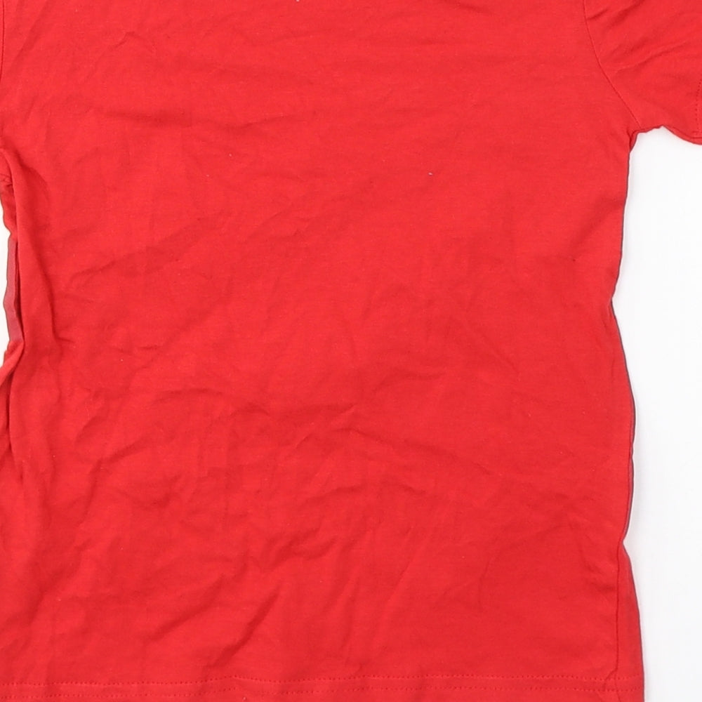 Dunnes Stores Boys Red Cotton Basic T-Shirt Size 6 Years Round Neck Pullover