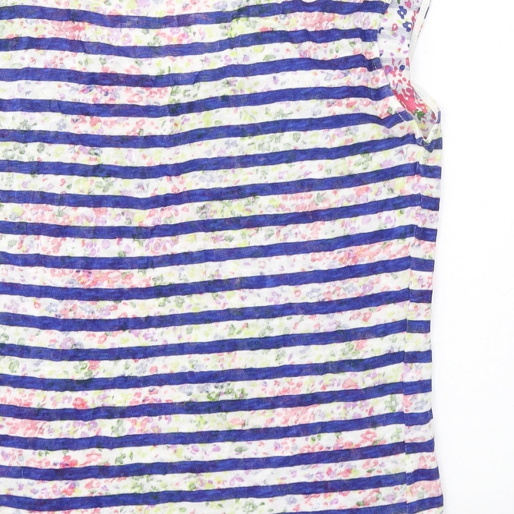 Villa Womens Multicoloured Striped Polyester Basic Tank Size M V-Neck