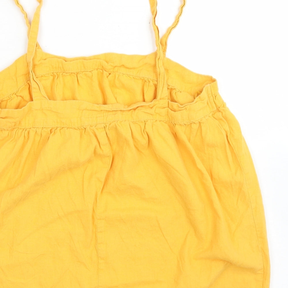 F&F Womens Yellow Linen Camisole Blouse Size 8 Round Neck