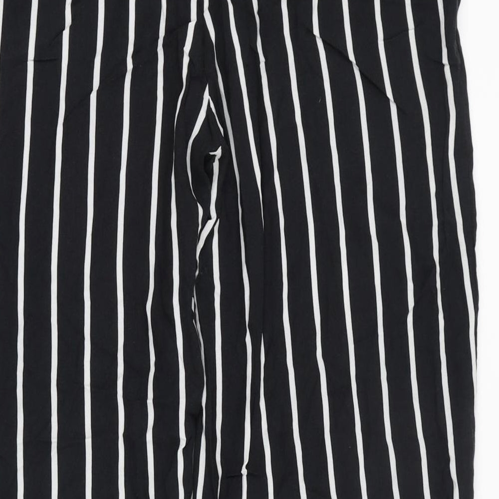 H&M Womens Black Striped Viscose Carrot Trousers Size 10 L28 in Regular