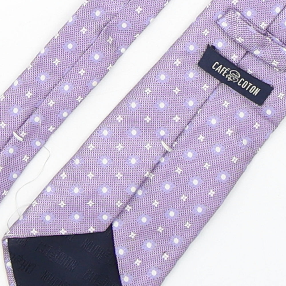 Cafe Coton Mens Purple Geometric Silk Pointed Tie One Size