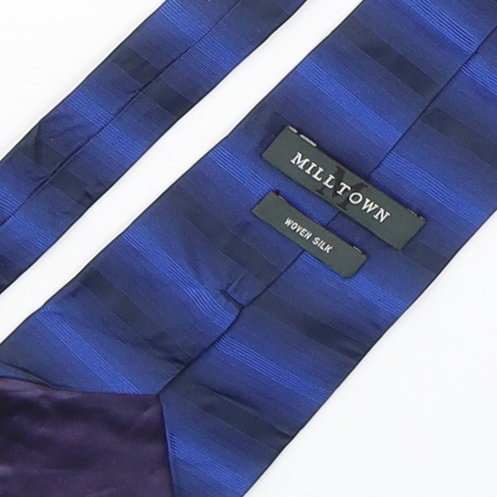 Milltown Mens Blue Striped Silk Pointed Tie One Size