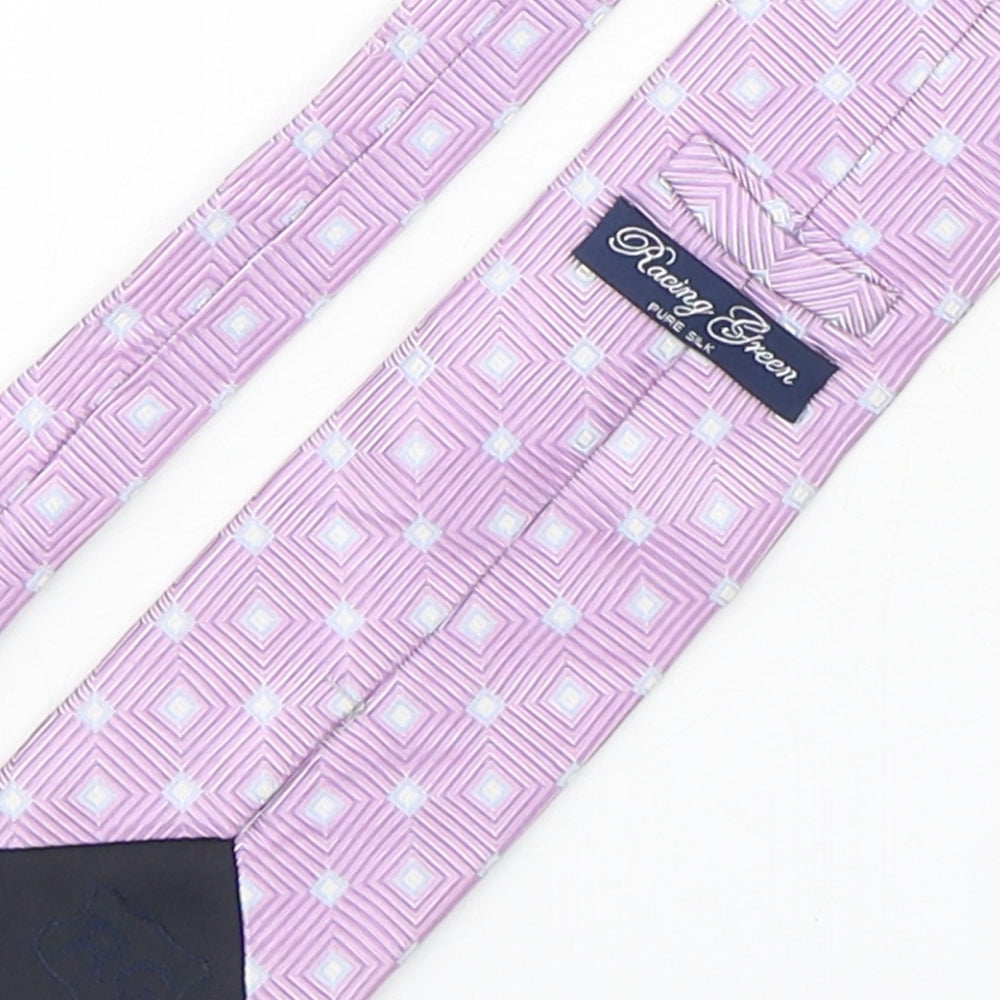 Racing Green Mens Pink Geometric Silk Pointed Tie One Size