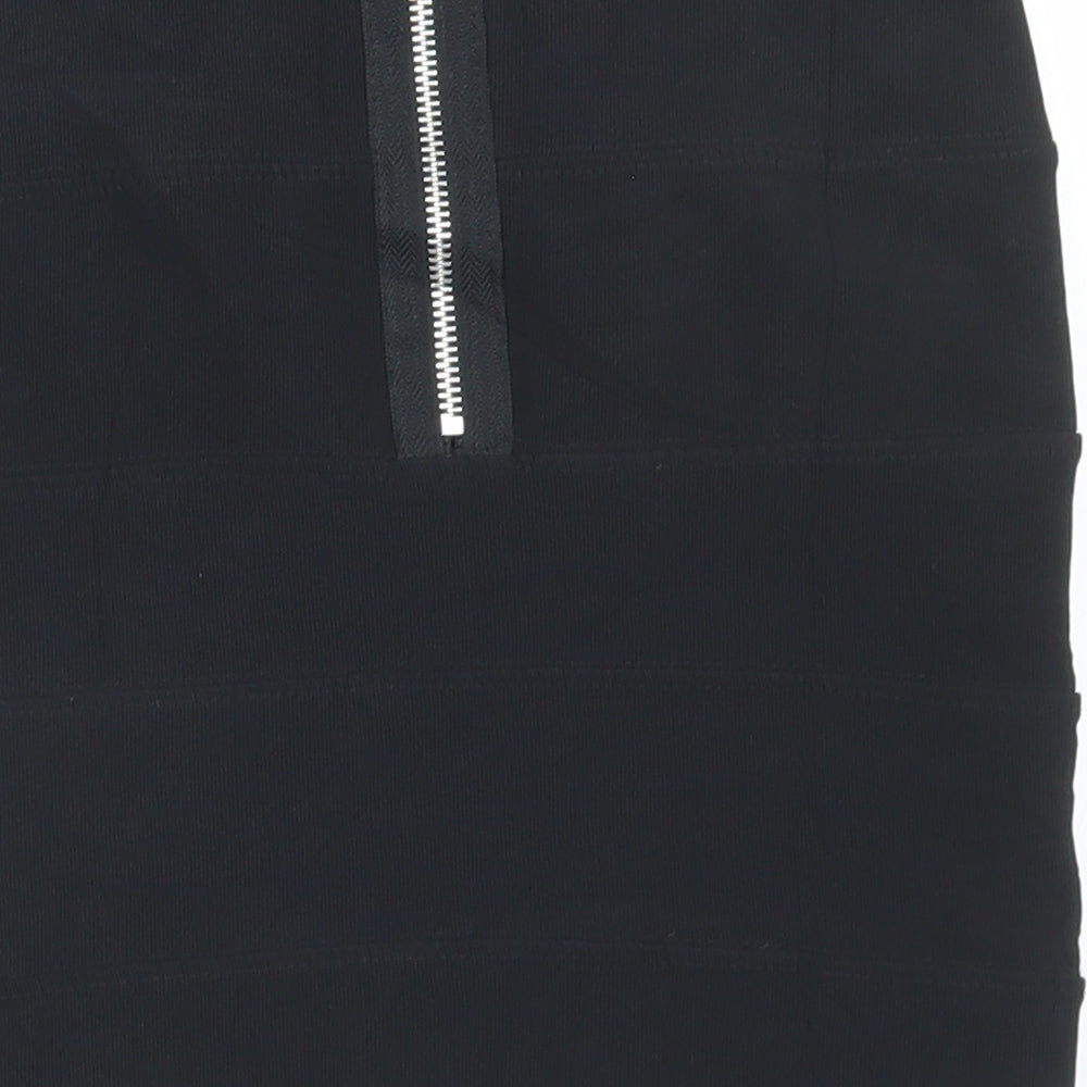 Preworn Womens Black Polyester Bandage Skirt Size 8 Zip