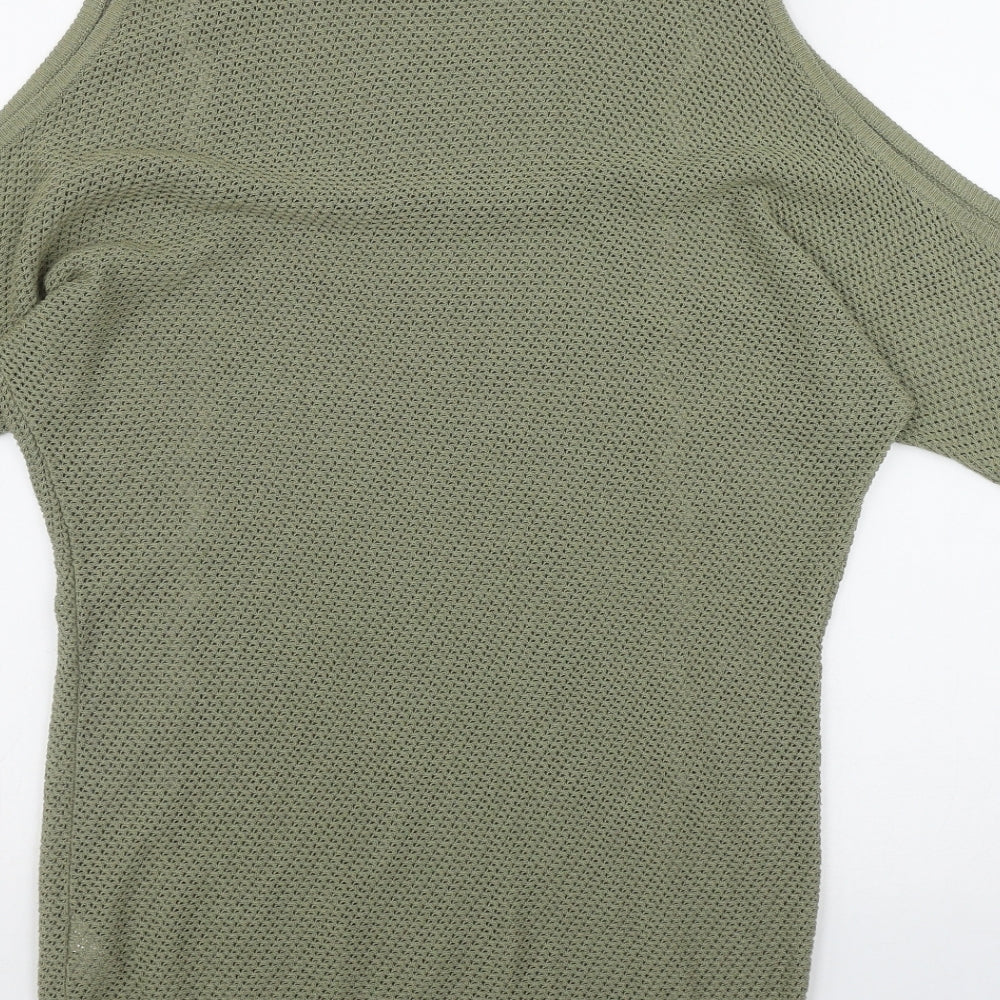 TU Womens Green Round Neck Acrylic Pullover Jumper Size 12