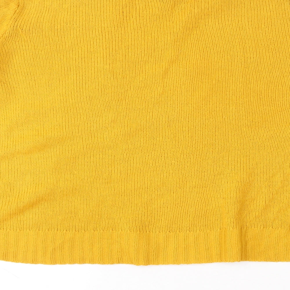 H&M Womens Yellow Round Neck Acrylic Henley Jumper Size S